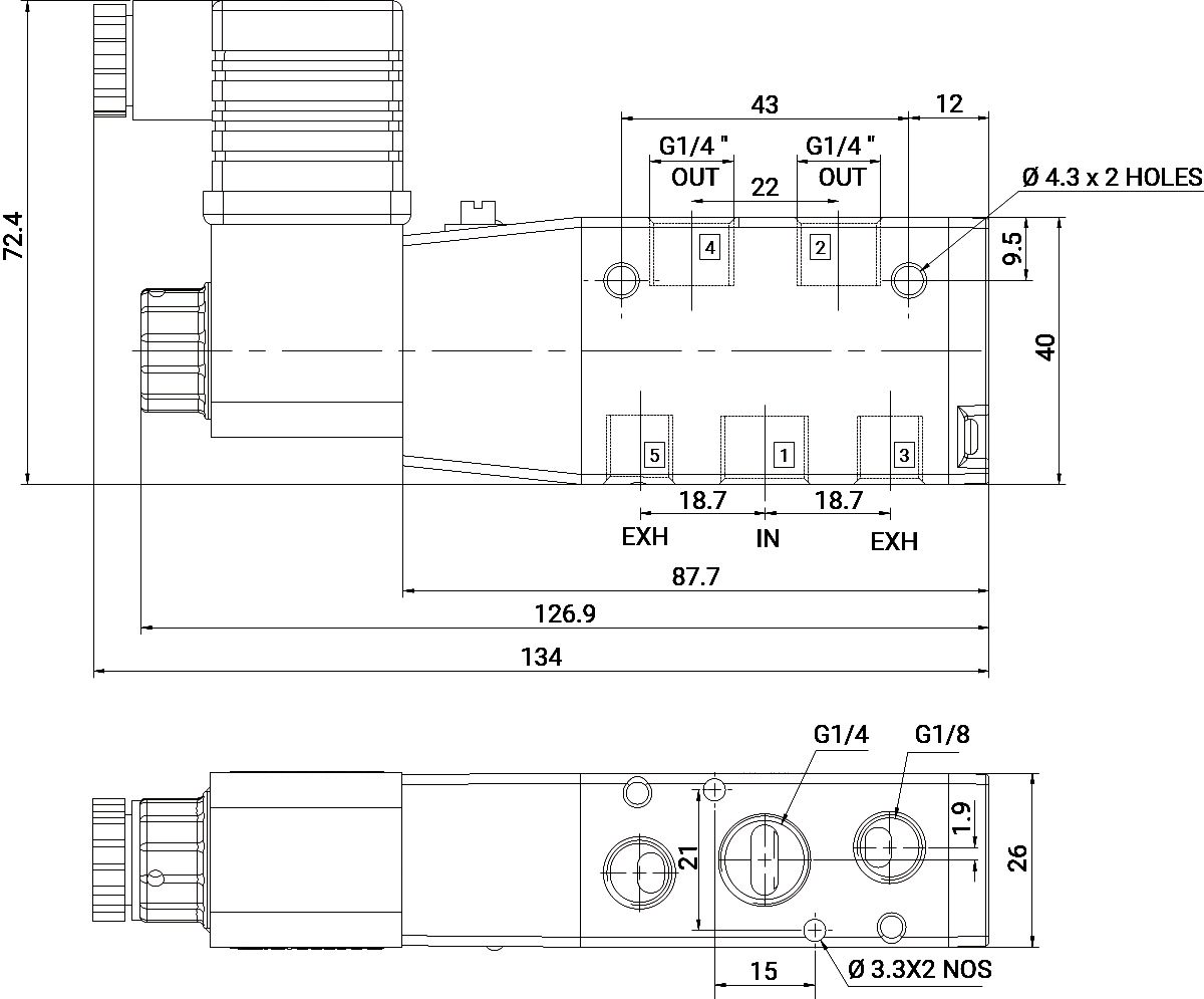 5/2 Single Solenoid Valve With Spring Return | Uflow Pneumatic Valve